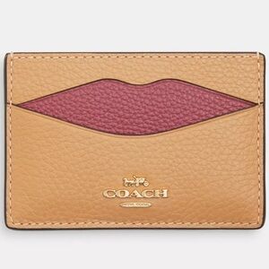 NWT Coach Tan and Pink Lip Card Holder